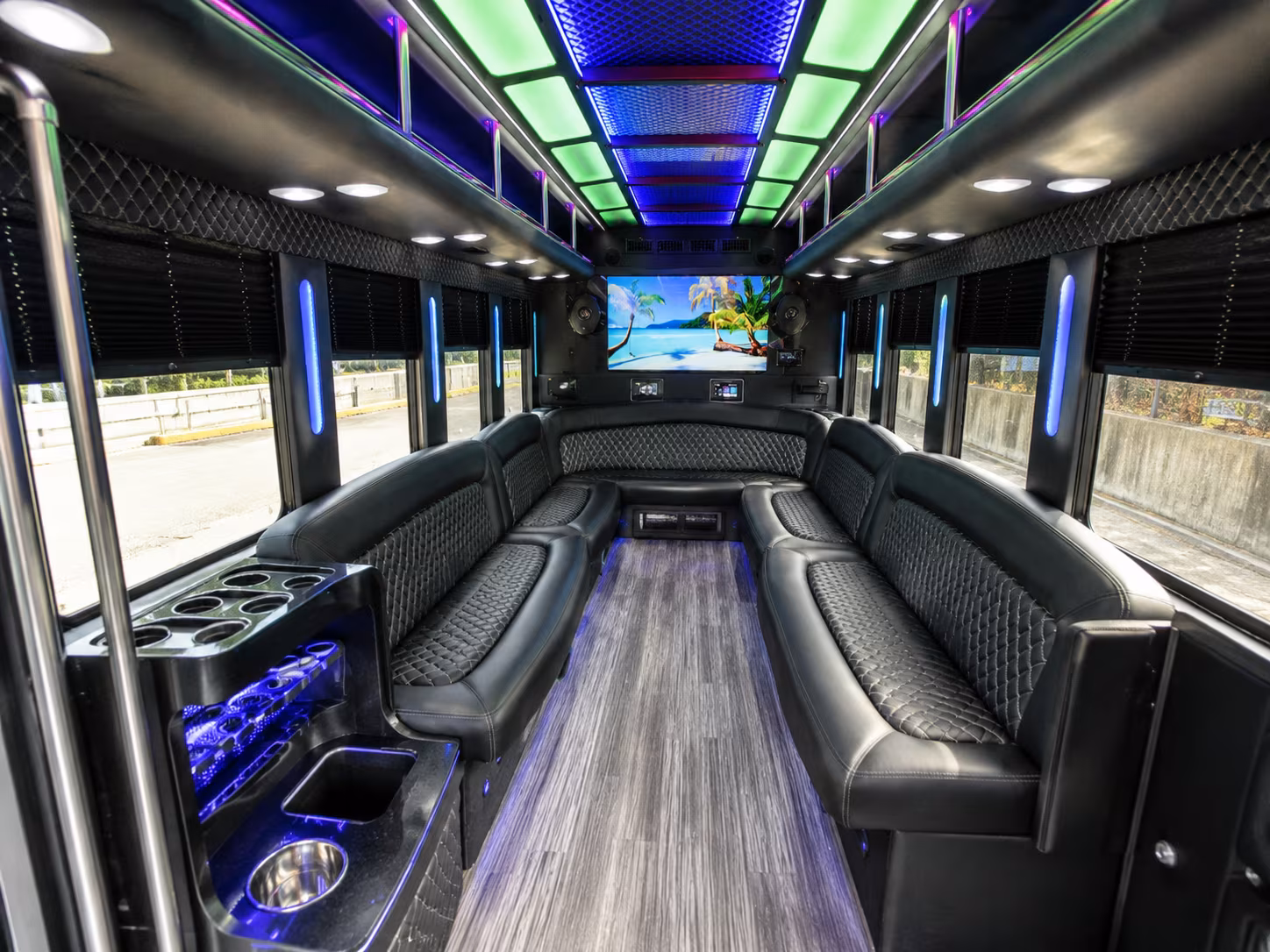 lake elsinore 18 passenger party bus inside